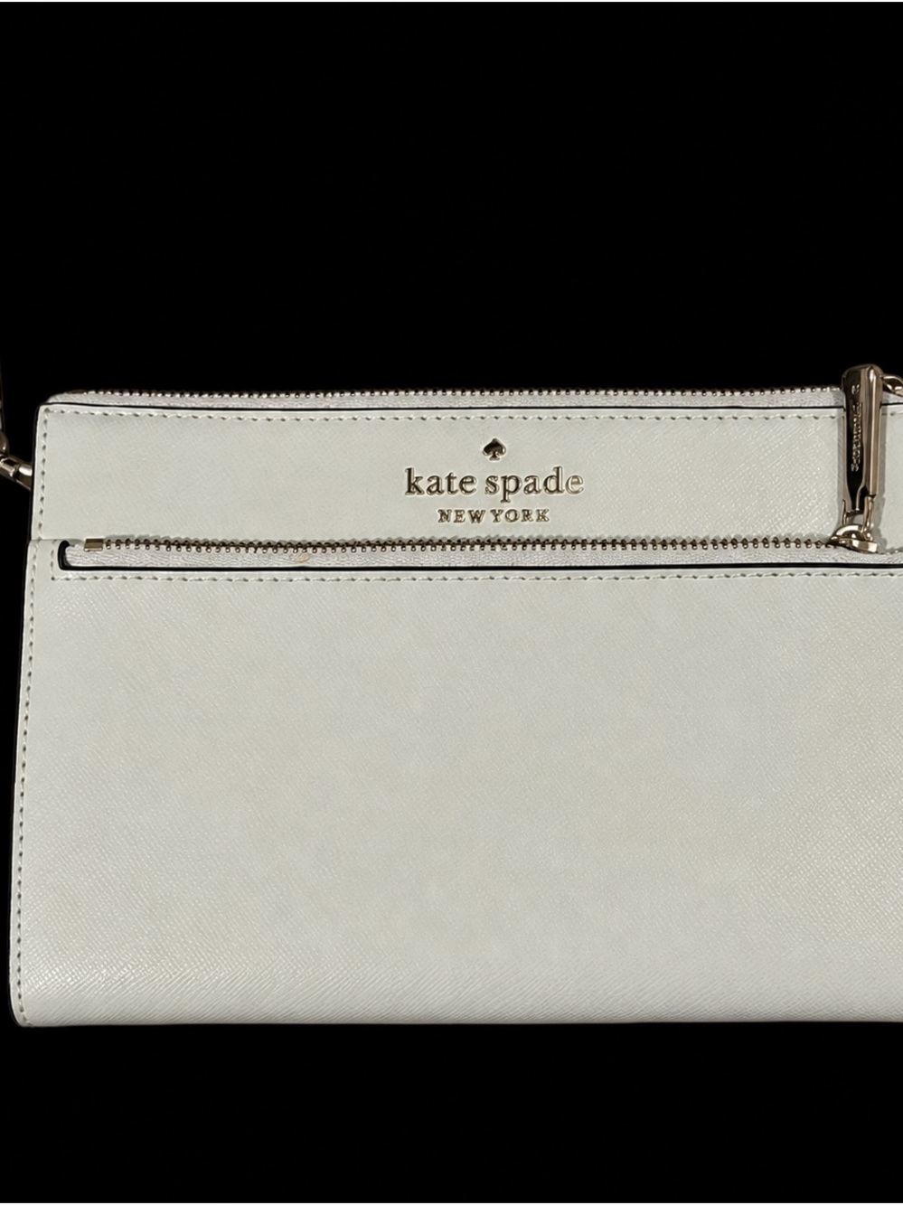 kate spade cream saffiano leather wristlet with gold hardware